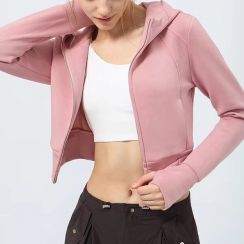 Womens Half High Neck Sport Hooded Jacket