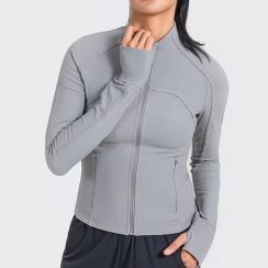 2Pcs Womens Ribbed Sport Slim Jacket